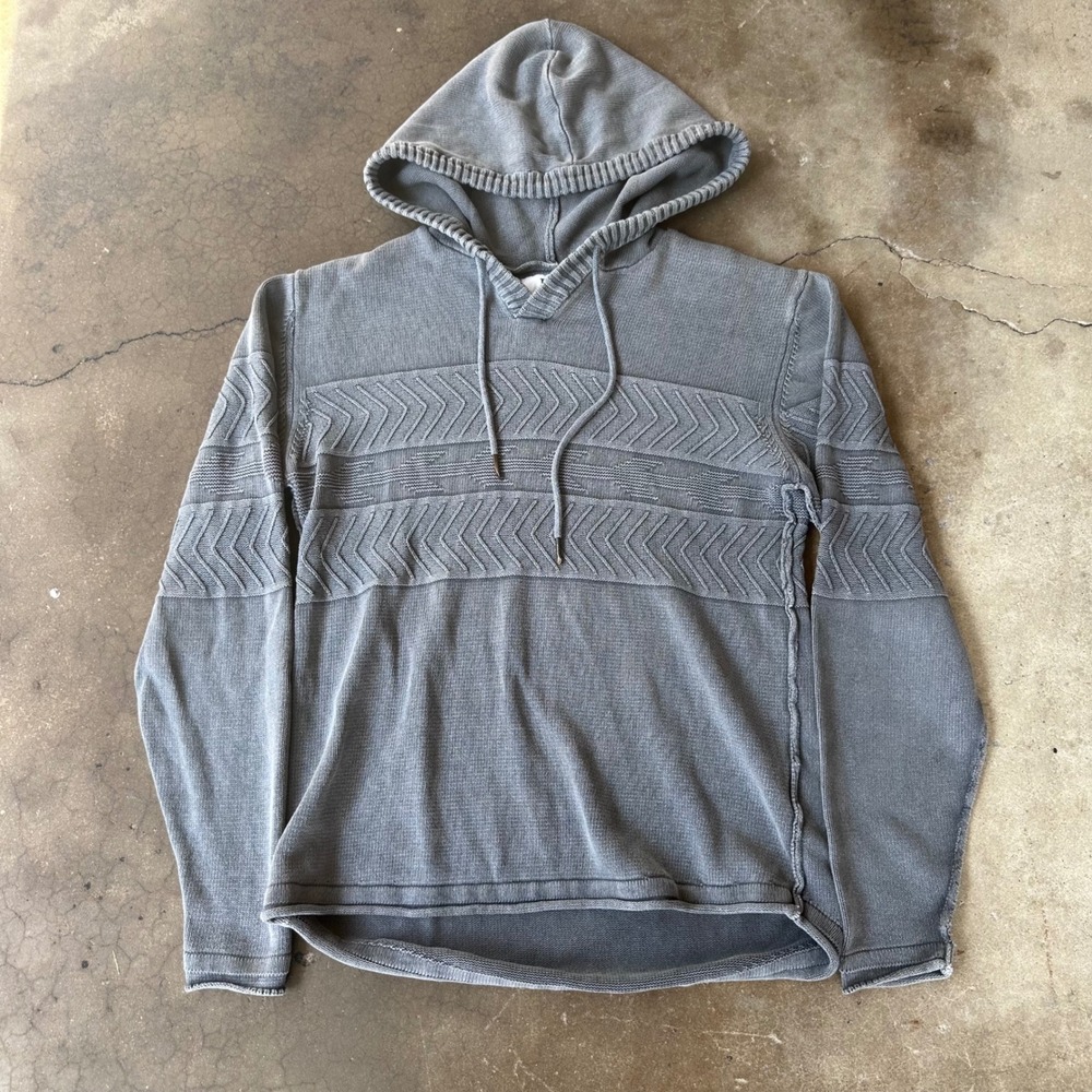 BKE Knit Hoodie Women Medium Gray Excellent Chevron Textured Pullover Sweater